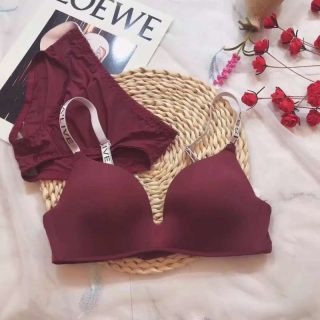 Secret Pinkish Seamless Strap Wireless Push Up Bralette with Panty