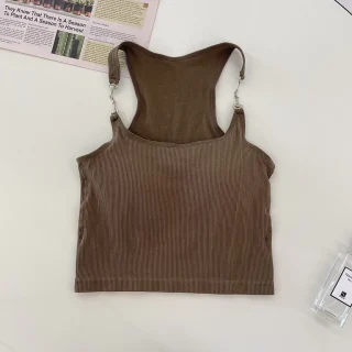 Secret Pinkish Padded Tank Top With Metal Buckles For Women