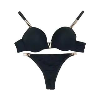 Premium V Pearls Padded Bra & Panty Set